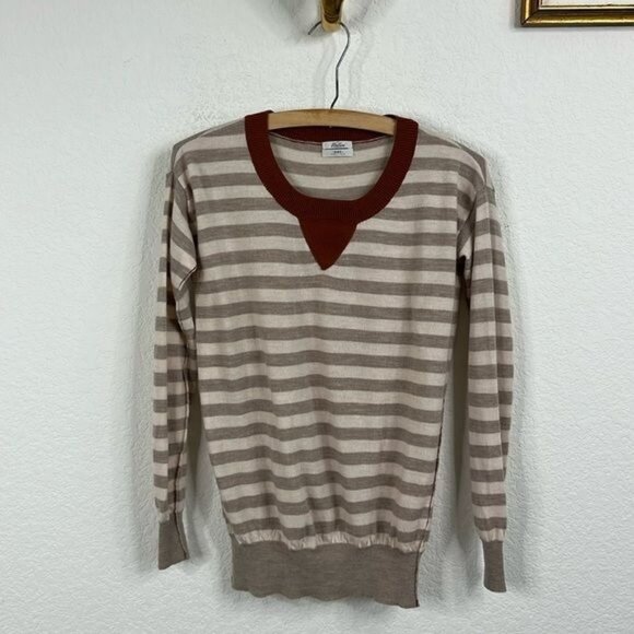 Madewell Striped Wallace Merino Wool Crew Neck Sweater - Picture 1 of 8